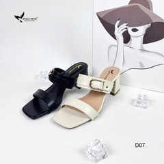 Dép cao gót 5cm mũi vuông, đính khóa trang trí thanh lịch, mang cực êm chân, đế chống trơn trượt- Whale Shoes D07