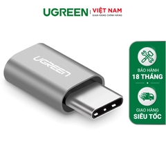 Đầu chuyển Micro USB cái sang USB-Type C đực vỏ nhôm UGREEN US189