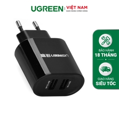 Sạc 2 cổng USB-A UGREEN CD104 - Dòng sạc tối đa 3.4A (Tối đa 2.4A mỗi cổng)