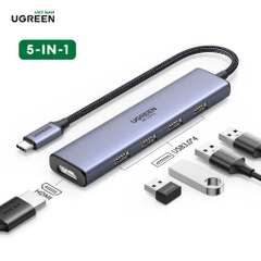 Hub Type C UGREEN CM478 20955 (5 trong 1) Chuyển sang 4 cổng USB 3.0 + HDMI hỗ trợ độ phân giải 4K@30Hz - Tốc độ truyền dữ liệu 5Gpbs, tương thích với Macbook M1, imac,...