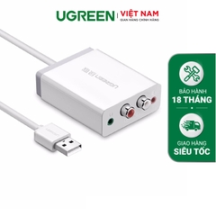 Bộ chuyển âm thanh USB ra 2 đầu 3.5mm (tai nghe+Mic) và 2 đầu hoa sen (RCA) dài 1M UGREEN 30521