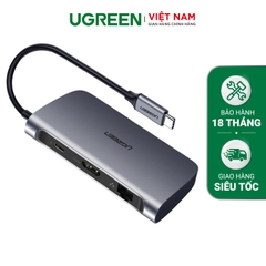 Hub Type C cho MacBook/ Laptop các thiết bị máy tính điện thoại hỗ trợ USB type C truyền âm thanh hình ảnh UGREEN 40873 50538 50539 70411 50209 50319 50516 50771 60557 50990 50989 50210 20197 - HDMI + LAN + PD + USBx3 Màu Xám 6-in-1