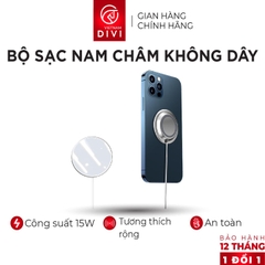 Bộ Sạc Nam Châm Không Dây 15W DIVI 26H4001 Hỗ Trợ Sạc Không Dây 15W Tiện Lợi - Hàng Chính Hãng - Bảo Hành 12 Tháng