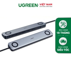 Bộ chuyển đổi Type C UGREEN 60188 - Kèm tính năng giá đỡ laptop - Chuyển sang giắc 3.5mm + cổng Gigabit RJ45 + TF/SD + 3 cổng USB 3.1 + VGA/HDMI + PD + DC-12V - Hàng phân phối chính hãng - Bảo hành 18 tháng 1 đổi 1
