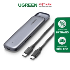 Hộp đựng ổ cứng UGREEN CM238 - Tương thích M2 SATA NGFF/NVME B-Key / M-Key và M+B Key 2280/2260/2242/2230 - Xám đậm M-Key-2TB