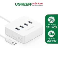 Bộ chia USB Type-C 4 cổng to USB 3 có Dây cáp hỗ trợ nguồn 1.35x3.5mm 30316 (50cm)