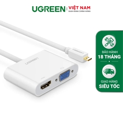 Bộ chuyển đổi micro HDMI sang HDMI và VGA dài 10CM UGREEN MM115  30354 - Hãng phân phối chính thức