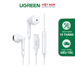 Tai nghe nhét tai UGREEN EP101 Cổng 3.5mm có điều khiển âm lượng 3.5mm - Trắng-Lightning MFI