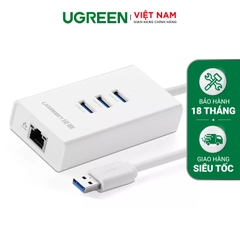 Hub USB 3.0 kết hợp cổng Ethernet 10/100Mbps (chipset RTL8153)  UGREEN CR102 20260 - Hãng phân phối chính thức