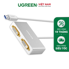 Bộ chuyển đổi USB 3.0 ra hai cổng DVI UGREEN 40246 - Vỏ hợp kim màu bạc - Hàng phân phối chính hãng - Bảo hành 18 tháng 1 đổi 1