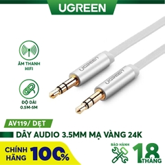 Dây Audio 3.5mm 2 đầu đực dạng cáp tròn mạ Vàng 24K TPE  UGREEN AV119 - Dài 5m-10737