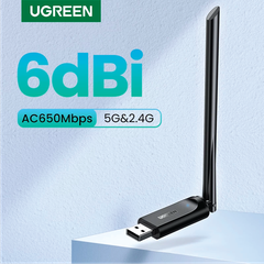 USB thu/ phát Wifi UGREEN CM476 Anten 6dBi 5Ghz & 2.4GHz Cổng USB Kép