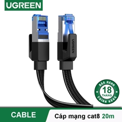 Cáp mạng Cat8 Ugreen NW190 40Gbps 2000mhz dây dẹt Nylon Braided Màu Đen NW190 Hàng chính hãng - 20m