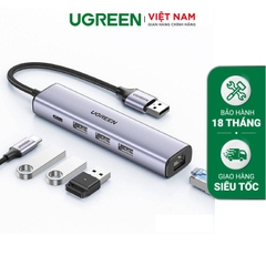 Hub Type C sang LAN 100/1000Mbps Kèm HUB 3 Cổng USB 3.0 Ugreen 20920
