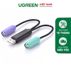Dây cáp chuyển đổi USB sang PS/2 (chuột + bàn phím) dài 10cm UGREEN 20219 - Hãng phân phối chính thức