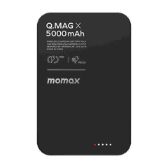 Pin sạc dự phòng dùng cho điện thoại IP116, 5000mAh Li-ion, 1 cổng đầu ra có sạc không dây, màu đen MOMAX