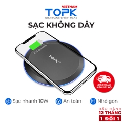 Sạc không dây TOPK B46W - Công nghệ sạc Qi 10W - Tích hợp đèn LED - Hàng chính hãng - Bảo hành 12 tháng