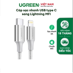 Cáp sạc nhanh iPhone UGREEN US304 - Sạc nhanh PD100W, đạt chuẩn Mfi - Đầu cáp vuông góc chống gập gãy - Xanh đen-Kiểu C- lightning-1
