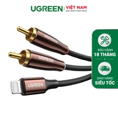 Dây cáp 2RCA sang Lightning dạng dù bện UGREEN AV166 - 40897 đen nâu 1m