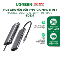 Hub Type C cho MacBook/ Laptop các thiết bị máy tính điện thoại hỗ trợ USB type C truyền âm thanh hình ảnh UGREEN CM219 - 50539