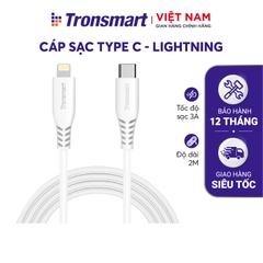Cáp sạc USB-C sang Lightning nylon bện, hỗ trợ sạc nhanh PD cho các thiết bị iOS của bạn, bao gồm iPhone XS / XS Max / XR, iPhone X / 8/8 Plus Dài 2m Tronsmart - Hàng phân phối chính hãng - Bảo hành 12 tháng
