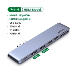 Hub Type C cho MacBook/ Laptop các thiết bị máy tính điện thoại hỗ trợ USB type C truyền âm thanh hình ảnh UGREEN - 80548