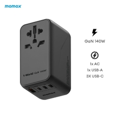 Sạc điện thoại 4 cổng UA16 3 cổng USB-C và 1 USB 140W màu đen MOMAX