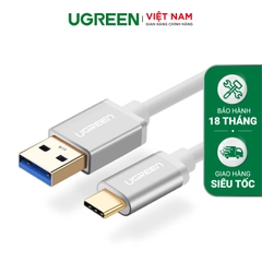 Dây USB 3.0 đầu đực sang USB type C đầu đực dài 1m chính hãng UGREEN US187 30466 (màu trắng bạc)(Bạc)