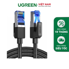 Cáp mạng Cat8 Ugreen NW190 40Gbps 2000mhz dây dẹt Nylon Braided Màu Đen NW190 Hàng chính hãng - 3m