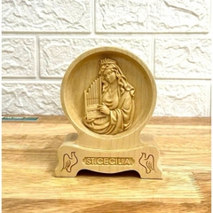 PHÙ ĐIÊU ĐỂ BÀN THÁNH CECILIA ( Saint Cecilia), CAO 12CM, GỖ MAPLE