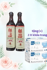 2 chai  Red Boat 40N 500ml tặng 02 H khẩu  trang y tế Winner 4 lớp( màu ngẫu nhiên: trắng, xanh, xám)