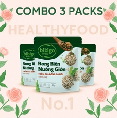 Combo rong biển nướng giòn rắc cơm Bibigo- vị( Nước tương Hàn Quốc, Chà bông cá hồi)