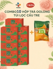 10 hộp trà ô long CJ Cầu Tre tặng 1 gói snack vị ngẫu nhiên( truyền thống, phô mai bắp, bắp mật ong)
