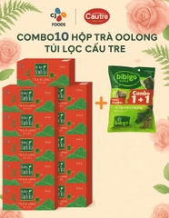 10 hộp trà ô long CJ Cầu Tre tặng 1 gói snack vị ngẫu nhiên( truyền thống, phô mai bắp, bắp mật ong)