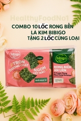 Combo 10 lốc rong biển Bibigo vị muối hồng Himalaya tặng 2 lốc cùng loại