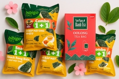 combo 6 gói snack  và 1 hộp trà ôlong