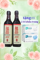 2 chai  Red Boat 40N 500ml tặng 02 H khẩu  trang y tế Winner 4 lớp( màu ngẫu nhiên: trắng, xanh, xám)