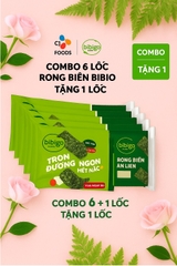 Combo 6 lốc(18 gói) rong biển Bibigo tăng 1 lốc vị ngẫu nhiên( truyền thống, muối hồng, BBQ, dầu mè)