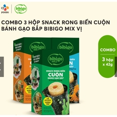 Combo 3 Hộp Snack rong biển cuộn bánh gạo bắp BiBiGo (6 cái/1 hộp)