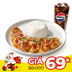 Rice with spicy crispy chicken + Pepsi
