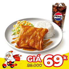 Rice with chicken fish sauce + Pepsi