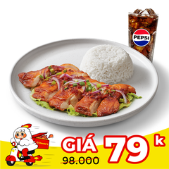 Rice with grilled chicken Thai sauce + Pepsi