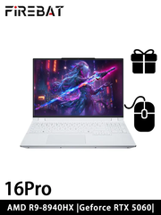Laptop Gaming FIREBAT 16 pro 16", AMD Ryzen 9 8940HX, RAM 16 GB, SSD, NVIDIA GeForce RTX 5060 dành cho máy tính xách tay (8 GB), Windows Pro, (16Pro), màu trắng, giao diện tiếng Anh