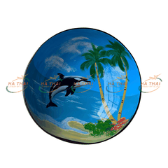 Tropical Seascape Lacquer Coconut Bowl (CB076)