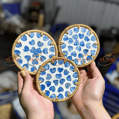 Wholesale Small Coasters Blue Heart Pattern (HC016)