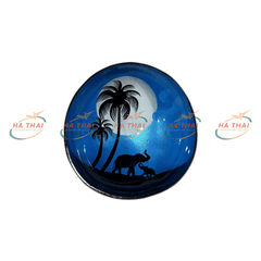 Eco-Chic Coconut Shell Lacquer Bowl With Sunset Landscape (CB095)