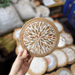 Large Simple Mother-of-Pearl Coaster with Teardrop Pattern (MPC21)