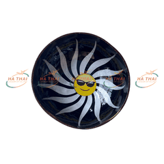 Unique Coconut Shell Bowl With Fun Emoji Design (CB093)