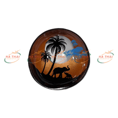 Eco-Chic Coconut Shell Lacquer Bowl With Sunset Landscape (CB095)