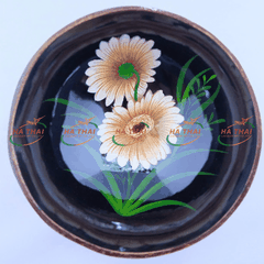 Double Daisy Lacquer Coconut Bowl - CB012